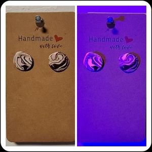 Neopolitan Ice Cream "Ugly Sweater" UV Reactive Handmade Earrings
